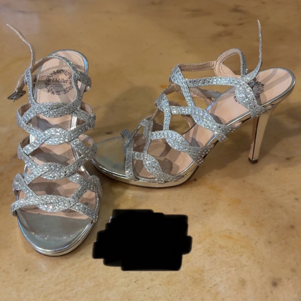 I Miller Glittering Silver Strappy Heels